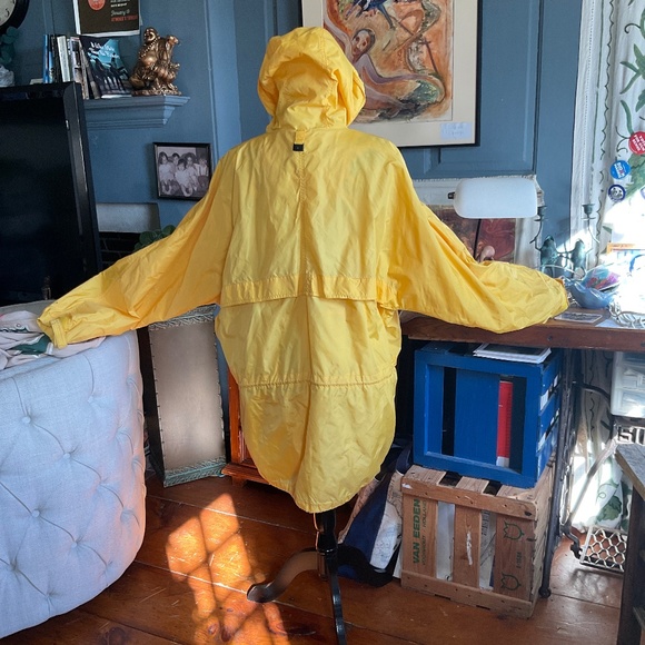 Ebtek Eddie Bauer Rain Coat Yellow Vented Men's Roll Up Hood LIghtweight -Large - Picture 5 of 11